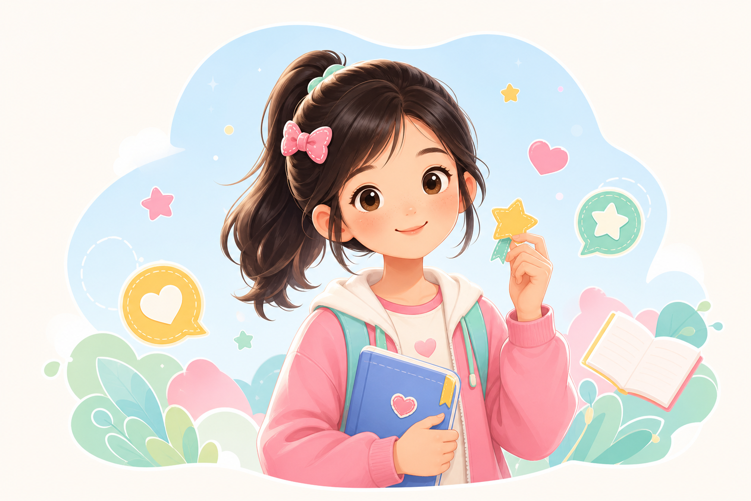 柒妹学习搭子插画